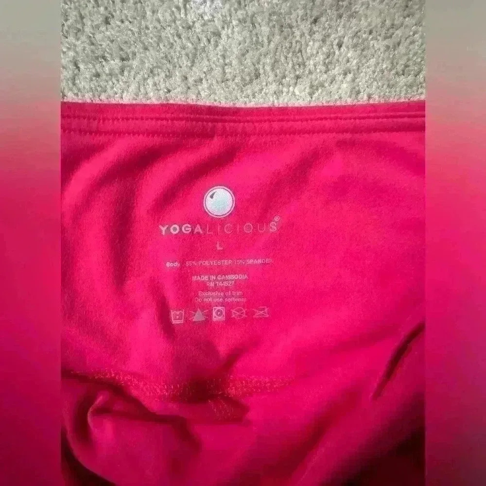 Yogalicious Women's Large Hot Pink Pants Yoga Leggings EUC Cross Cross Detail - Picture 4 of 6